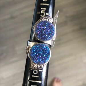 Druzy sterling silver ring.